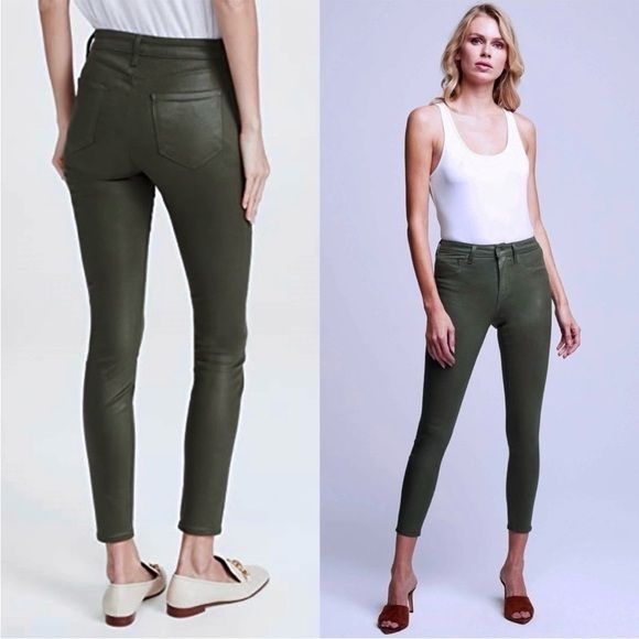 NWT L'AGENCE Faux Leather Contrast Thread High Waist Coated Skinny Ankle Jean 25 - Picture 5 of 12